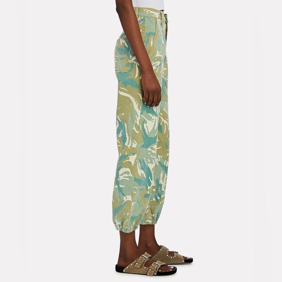 Mother The Wrapper Patch Ultra High Waist 31/L Green Tropical Camo Ankle Jogger - Picture 7 of 16